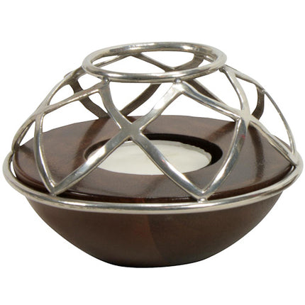 Tin and Wood Votive Holder - Shield Design-0