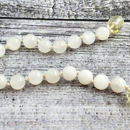 Moonstone Gemstone Knotted White Anklet Bracelet-2