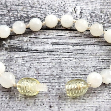 Moonstone Gemstone Knotted White Anklet Bracelet-3