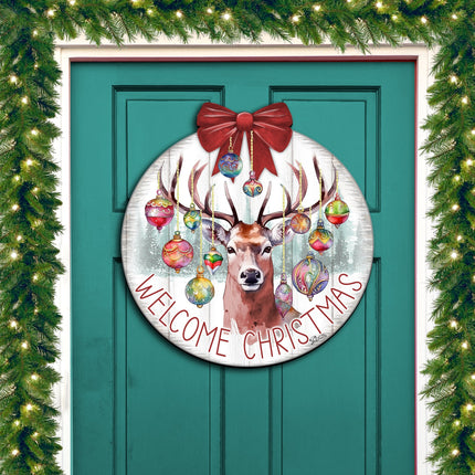 Welcome Christmas Front Door Welcome Sign, Wooden Front Porch Decor by G. Debrekht Christmas Decor - 933118H-1