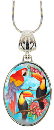 Toucan Silver Plated Mother of Pearl Jewelry Pendant Necklace - 44041-0