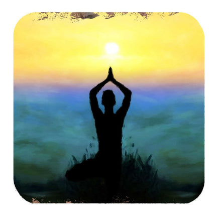 Yoga Wooden Cork Coasters Gift Set of 4 by Nature Wonders - Nature Wildlife Decor  - 95385C-S4-3