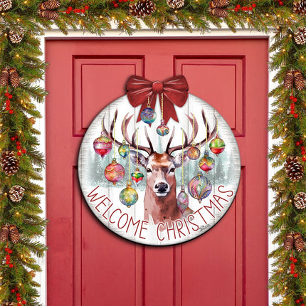 Welcome Christmas Front Door Welcome Sign, Wooden Front Porch Decor by G. Debrekht Christmas Decor - 933118H-0