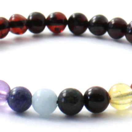 Baltic Amber and Chakra Stones Stretch Bracelets-3