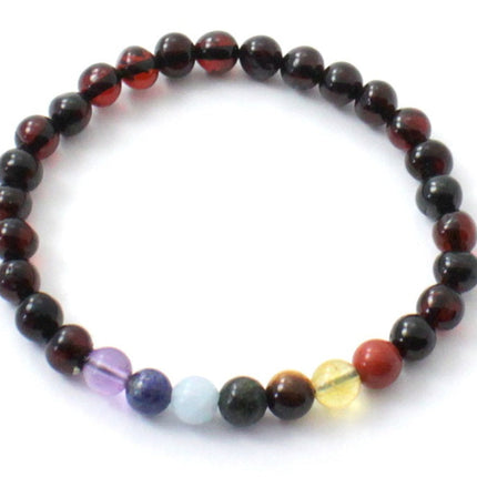Baltic Amber and Chakra Stones Stretch Bracelets-0