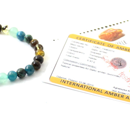 Amber Green Stretch Bracelet With Aventurine, Apatite and African Turquoise-4