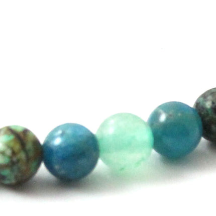 Amber Green Stretch Bracelet With Aventurine, Apatite and African Turquoise-3