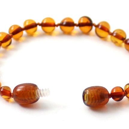 Amber Cognac Polished Knotted Anklet Bracelet-2