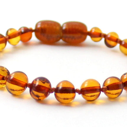 Amber Cognac Polished Knotted Anklet Bracelet-3
