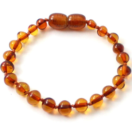 Amber Cognac Polished Knotted Anklet Bracelet-0
