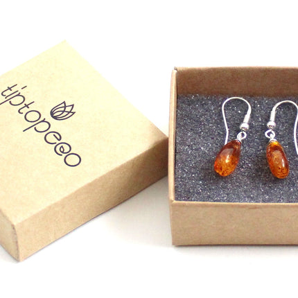 EDP-3D Drop Earrings With Amber Cognac and Silver-1