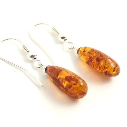 EDP-3D Drop Earrings With Amber Cognac and Silver-3