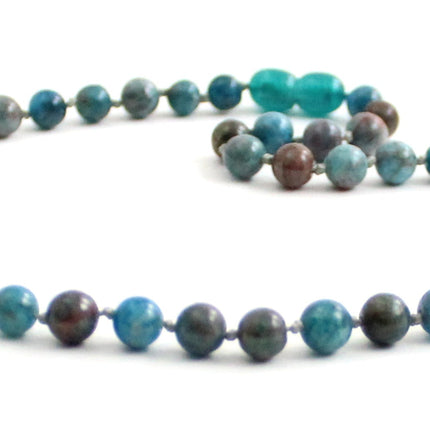 Apatite Gemstone Knotted Blue Necklace-2