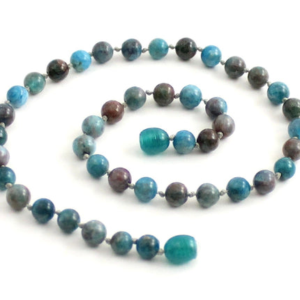 Apatite Gemstone Knotted Blue Necklace-0