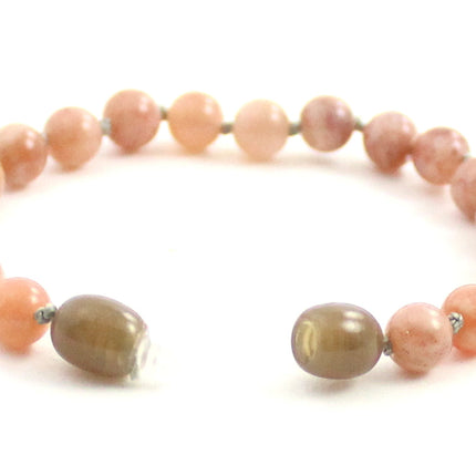 Sunstone Gemstone Knotted Pink Anklet Bracelet-3