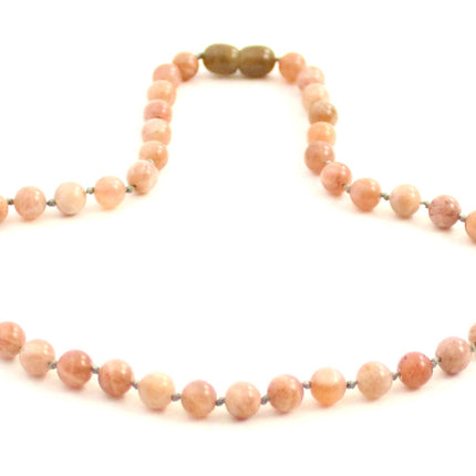 Sunstone Gemstone Knotted Pink Necklace-3