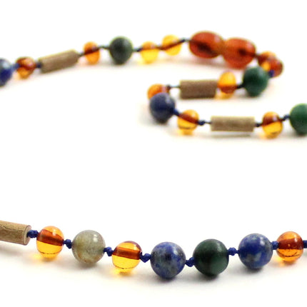 NBBP-H3 Necklace With Hazelwood, Gemstones and Amber Cognac-3