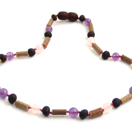 Necklace with Hazelwood, Amber Cherry and Gemstones-2
