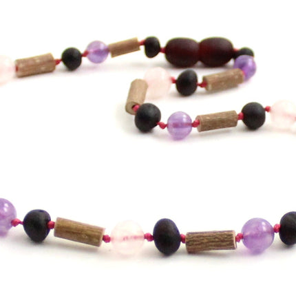 Necklace with Hazelwood, Amber Cherry and Gemstones-3