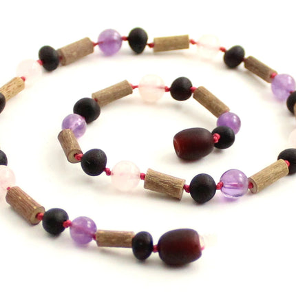 Necklace with Hazelwood, Amber Cherry and Gemstones-0