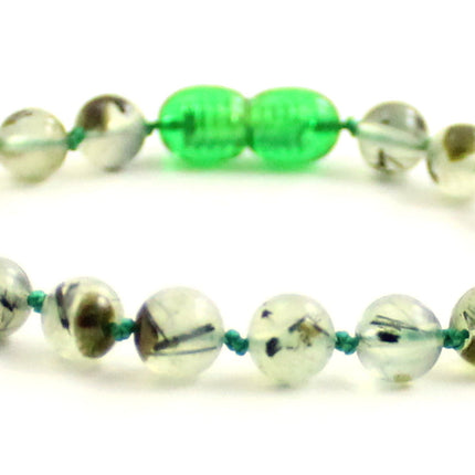 Prehnite Gemstone Knotted Light Green Anklet Bracelet-4