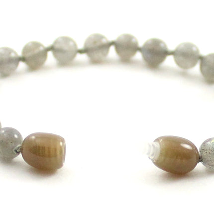 Labradorite Gemstone Knotted Gray Anklet Bracelet-3
