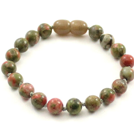 Unakite Gemstone Knotted Green Anklet Bracelet-0