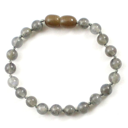 Labradorite Gemstone Knotted Gray Anklet Bracelet-0