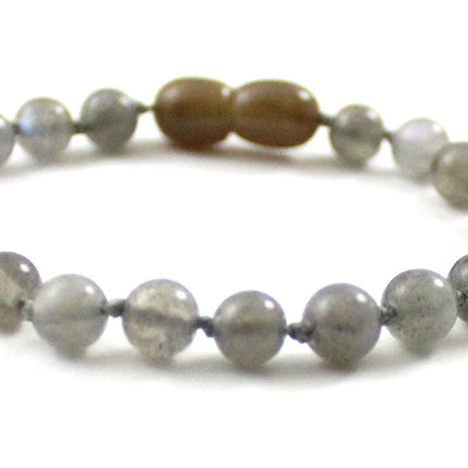 Labradorite Gemstone Knotted Gray Anklet Bracelet-4