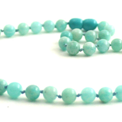 Amazonite Gemstone Green Knotted Necklace-3