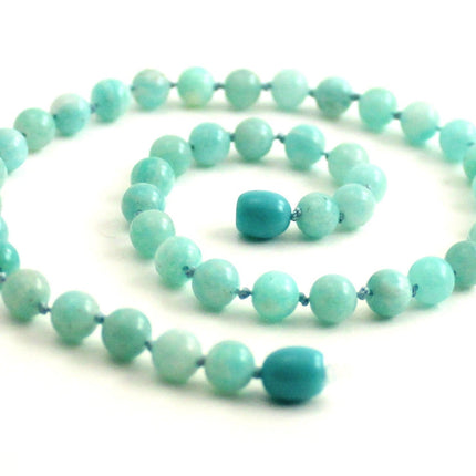 Amazonite Gemstone Green Knotted Necklace-0