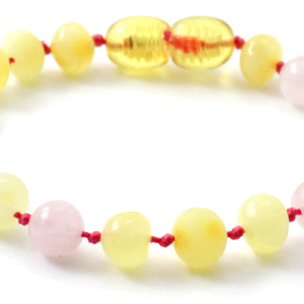 Amber Yellow and Rose Quartz Anklet Bracelet For Girl-0
