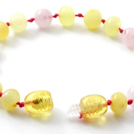 Amber Yellow and Rose Quartz Anklet Bracelet For Girl-2