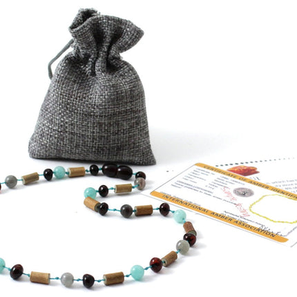 NBBP-H4 Necklace With Labradorite, Amber Cherry, Hazelwood and Amazonite-1