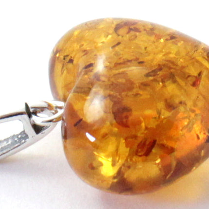 PHP-2 Baltic Amber Heart Honey Pendant With Silver-2