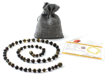 NBAP-5 Baltic Amber Green Mens Necklace-1