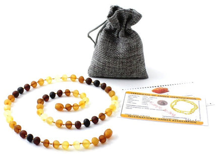 NBAR-9 Baltic Amber Raw Rainbow Genuine Necklace-1