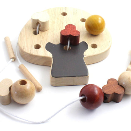 Lacing Threading Wooden Toy for Children-0