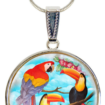 Toucan Silver Plated Mother of Pearl Jewelry Pendant Necklace - 44041-2