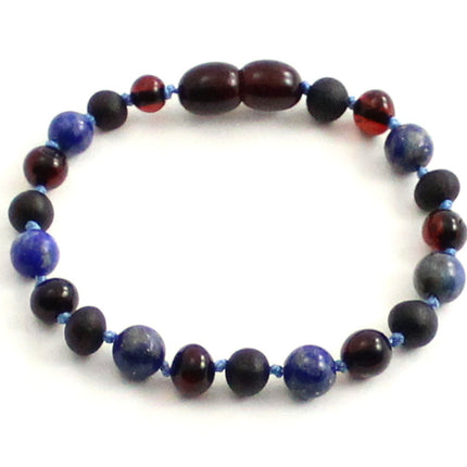Amber Black Cherry Anklet With Lapis Lazuli-0