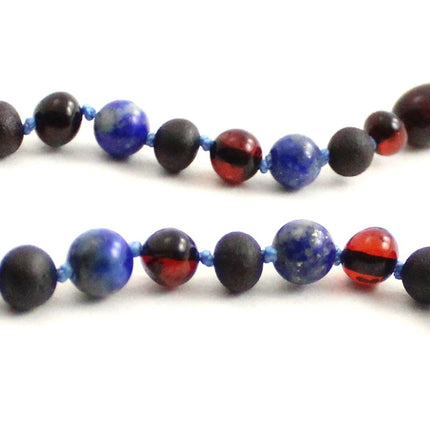 Amber Black Cherry Anklet With Lapis Lazuli-2