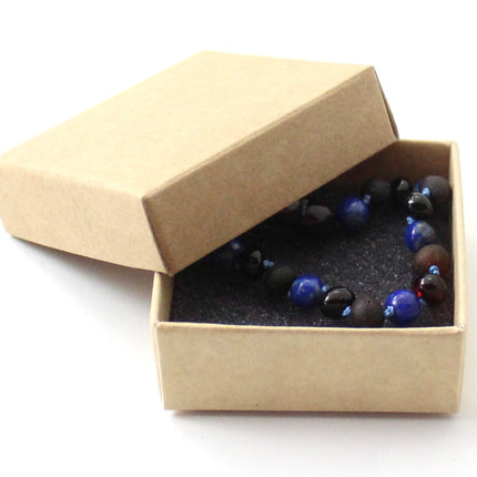 Amber Black Cherry Anklet With Lapis Lazuli-1