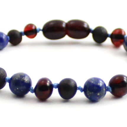Amber Black Cherry Anklet With Lapis Lazuli-4