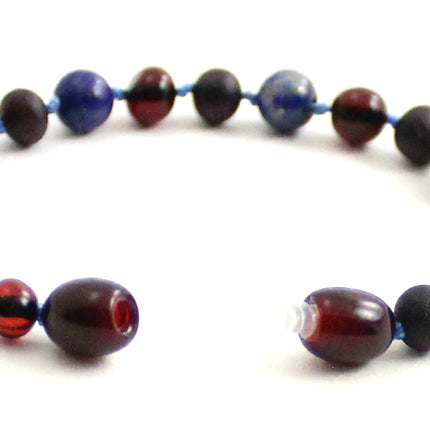 Amber Black Cherry Anklet With Lapis Lazuli-3