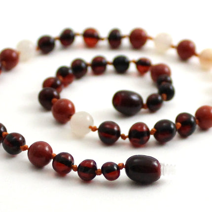 Amber and Red Jasper Gemstone Necklaces-0
