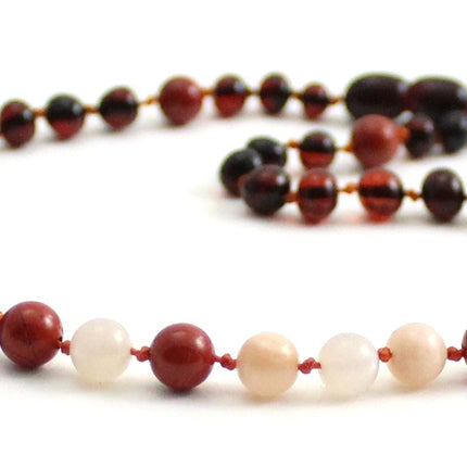 Amber and Red Jasper Gemstone Necklaces-3