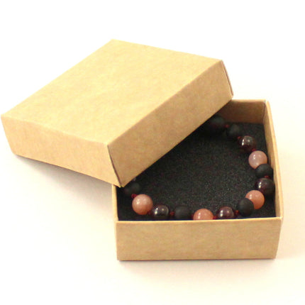 Amber Cherry Black Anklet With Garnet and Pink Sunstone-1