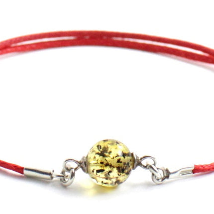Minimalist Knotted Bracelet With Amber Round Bead-4
