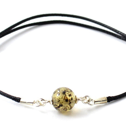 Minimalist Knotted Bracelet With Amber Round Bead-1