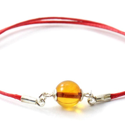 Minimalist Knotted Bracelet With Amber Round Bead-3